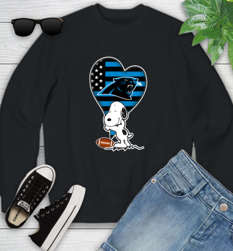 Carolina Panthers NFL Football The Peanuts Movie Adorable Snoopy Youth Sweatshirt 2