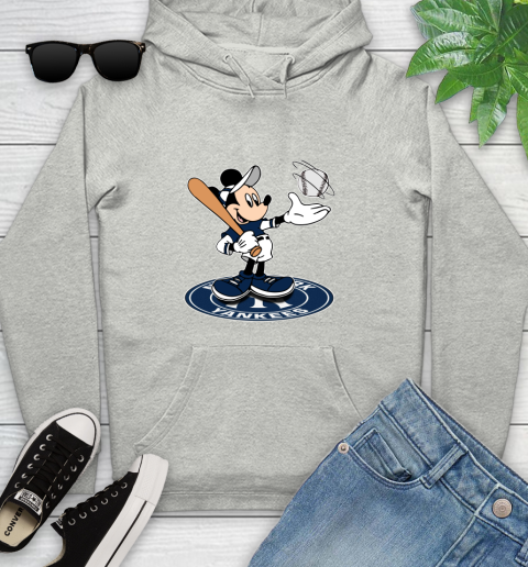 MLB Baseball New York Yankees Cheerful Mickey Disney Shirt Youth Hoodie 2