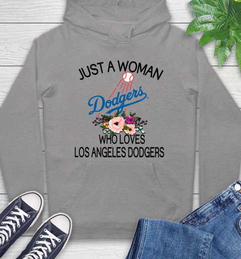 MLB Just A Woman Who Loves Los Angeles Dodgers Baseball Sports Hoodie 4