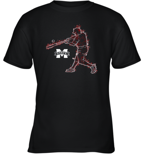 Mississippi State Bulldogs Baseball Player On Fire Youth T-Shirt