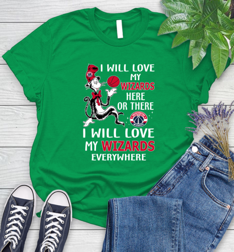 NBA Basketball Washington Wizards I Will Love My Wizards Everywhere Dr Seuss Shirt Women's T-Shirt 7