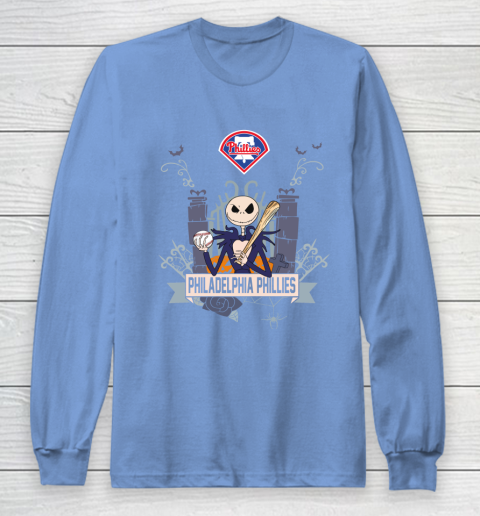 MLB Philadelphia Phillies Baseball Jack Skellington Halloween Long Sleeve T-Shirt 8