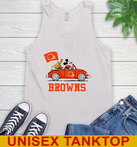 NFL Football Cleveland Browns Pluto Mickey Driving Disney Shirt Tank Top