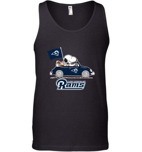 Snoopy And Woodstock Ride The Los Angeles Rams Car NFL Tank Top