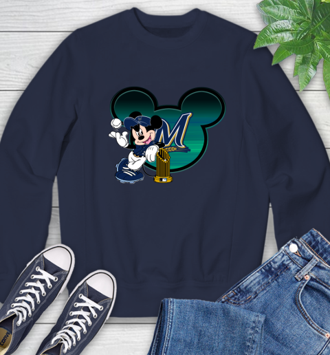 MLB Milwaukee Brewers The Commissioner's Trophy Mickey Mouse Disney Sweatshirt 3