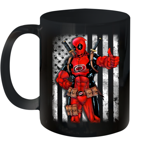 NHL Hockey Carolina Hurricanes Deadpool American Flag Shirt Ceramic Mug 11oz