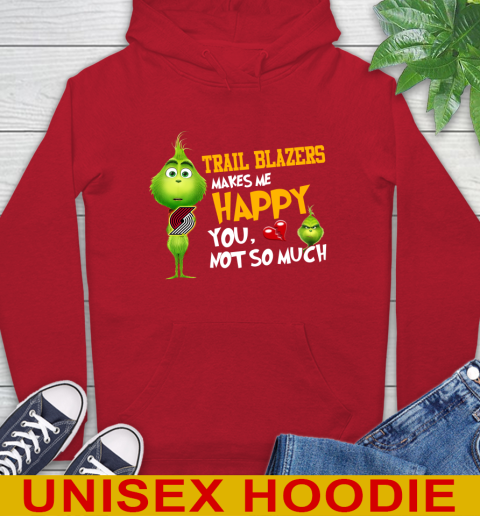 NBA Portland Trail Blazers Makes Me Happy You Not So Much Grinch Basketball Sports Hoodie 10