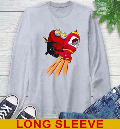 NBA Basketball Portland Trail Blazers Deadpool Minion Marvel Shirt Long Sleeve T-Shirt 6