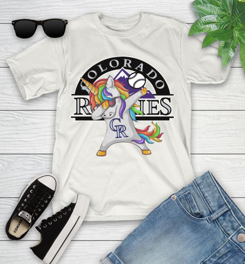 Colorado Rockies MLB Baseball Funny Unicorn Dabbing Sports Youth T-Shirt