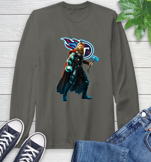 NFL Thor Avengers Endgame Football Tennessee Titans Long Sleeve T-Shirt 8