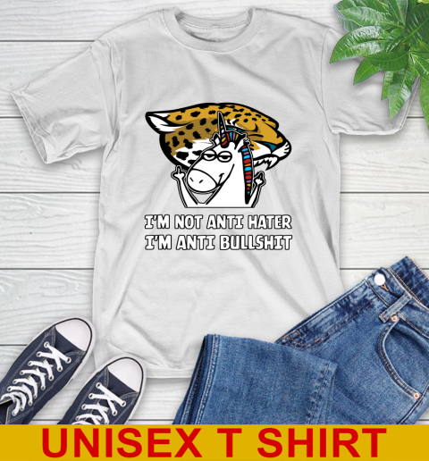 Jacksonville Jaguars NFL Football Unicorn I'm Not Anti Hater I'm Anti Bullshit T-Shirt