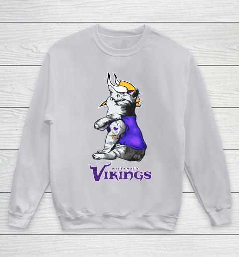 NFL Football My Cat Loves Minnesota Vikings Youth Sweatshirt 3
