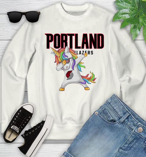 Portland Trail Blazers NBA Basketball Funny Unicorn Dabbing Sports Youth Sweatshirt