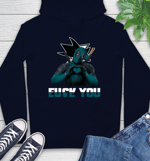 NHL San Jose Sharks Deadpool Love You Fuck You Hockey Sports Hoodie 3