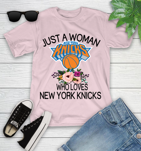 NBA Just A Woman Who Loves New York Knicks Basketball Sports Youth T-Shirt 7