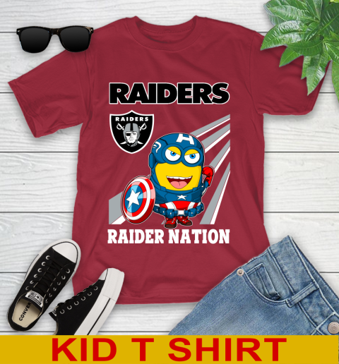 NFL Football Oakland Raiders Captain America Marvel Avengers Minion Shirt Youth T-Shirt 12