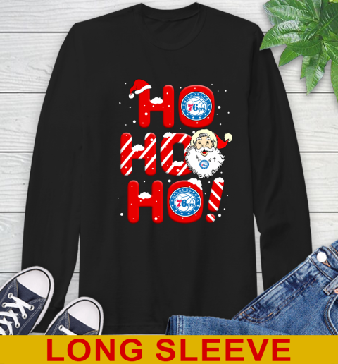 Philadelphia 76ers NBA Basketball Ho Ho Ho Santa Claus Merry Christmas Shirt Long Sleeve T-Shirt