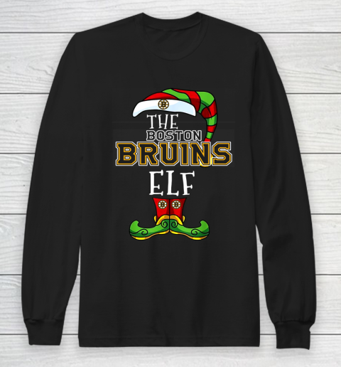 Boston Bruins Christmas ELF Funny NHL Long Sleeve T-Shirt