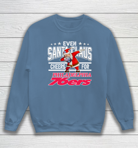 Philadelphia 76ers Even Santa Claus Cheers For Christmas NBA Sweatshirt 6