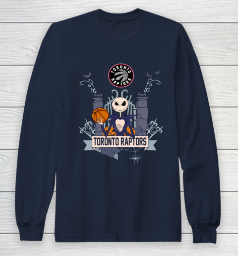 NBA Toronto Raptors Basketball Jack Skellington Halloween Long Sleeve T-Shirt 2