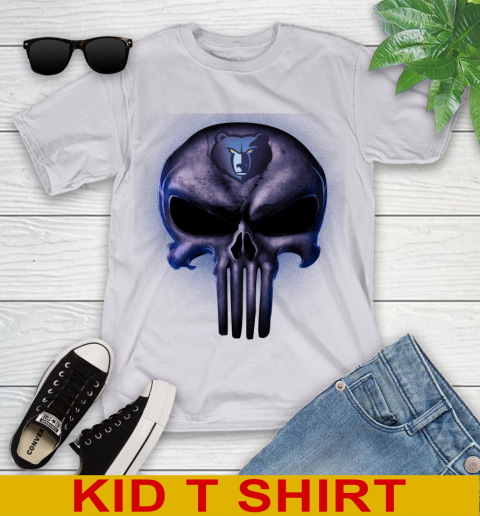 Memphis Grizzlies NBA Basketball Punisher Skull Sports Youth T-Shirt 4