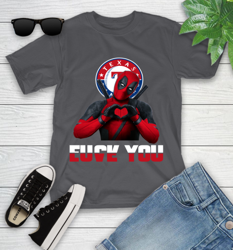 MLB Texas Rangers Deadpool Love You Fuck You Baseball Sports Youth T-Shirt 6