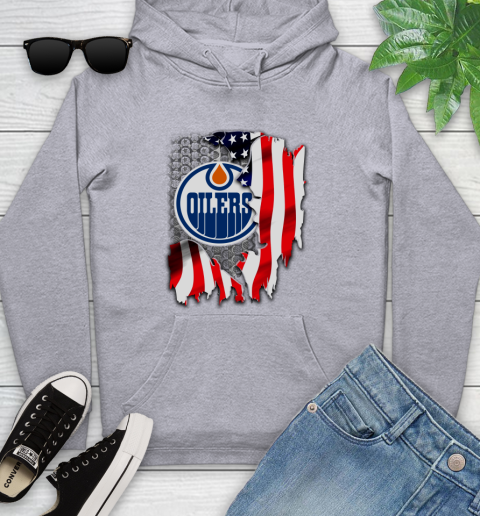 Edmonton Oilers NHL Hockey American Flag Youth Hoodie 6