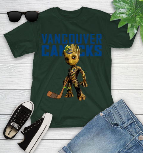 Vancouver Canucks NHL Hockey Groot Marvel Guardians Of The Galaxy Youth T-Shirt 5