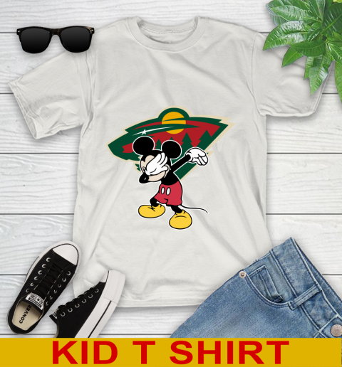 Minnesota Wild NHL Hockey Dabbing Mickey Disney Sports Youth T-Shirt 12