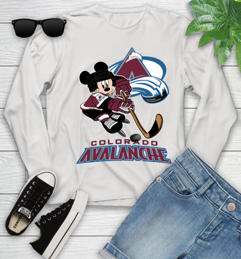 NHL Colorado Avalanche Mickey Mouse Disney Hockey T Shirt Youth Long Sleeve