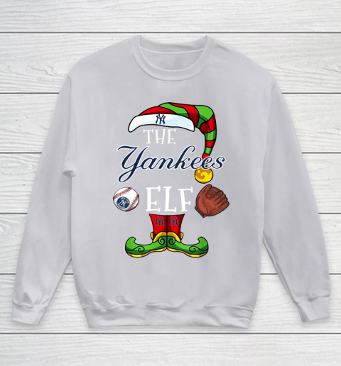 New York Yankees Christmas ELF Funny MLB Youth Sweatshirt 3