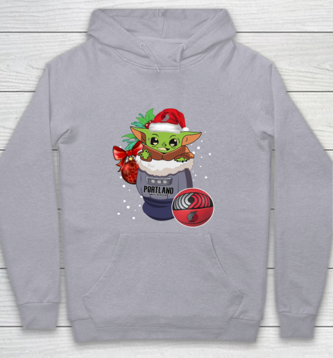 Portland Trail Blazers Christmas Baby Yoda Star Wars Funny Happy NBA Youth Hoodie 5