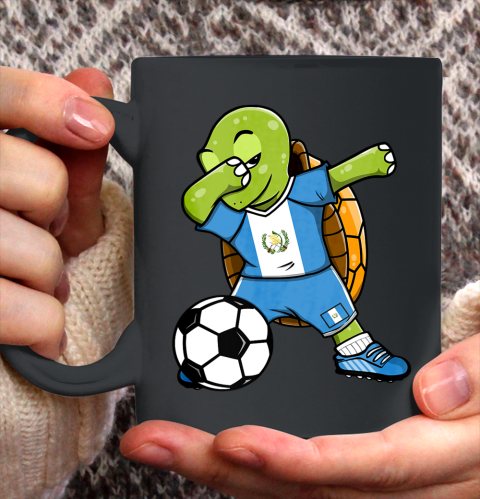 Dabbing Turtle Guatemala Soccer Fans Jersey Flag Football Ceramic Mug 11oz