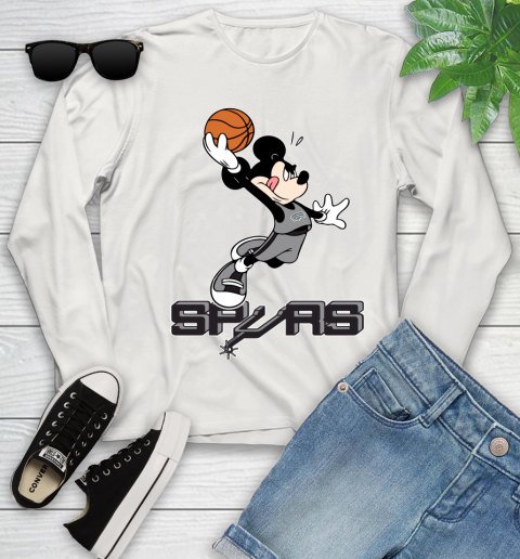 NBA Basketball San Antonio Spurs Cheerful Mickey Mouse Shirt Youth Long Sleeve 12
