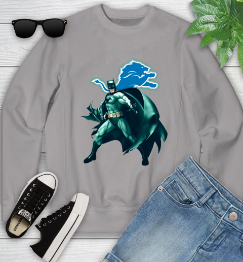 NFL Batman Football Sports Detroit Lions Youth Sweatshirt 4