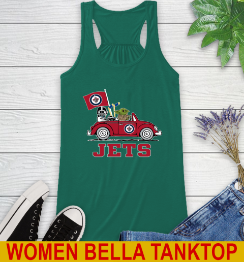 NHL Hockey Winnipeg Jets Darth Vader Baby Yoda Driving Star Wars Shirt Racerback Tank 7