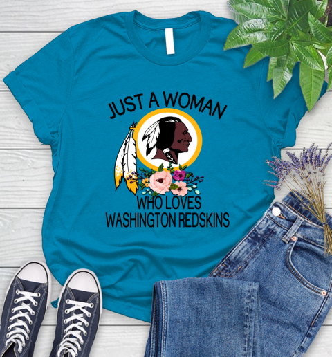 NFL Just A Woman Who Loves Washington Redskins Football Sports Women's T-Shirt 5
