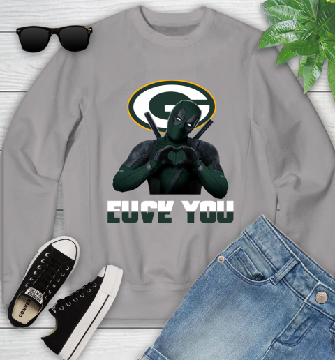 NHL Green Bay Packers Deadpool Love You Fuck You Football Sports Youth Sweatshirt 3