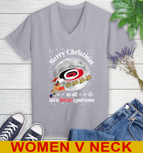 Carolina Hurricanes Merry Christmas To All And To Hurricanes A Good Season NHL Hockey Sports Women's V-Neck T-Shirt 4