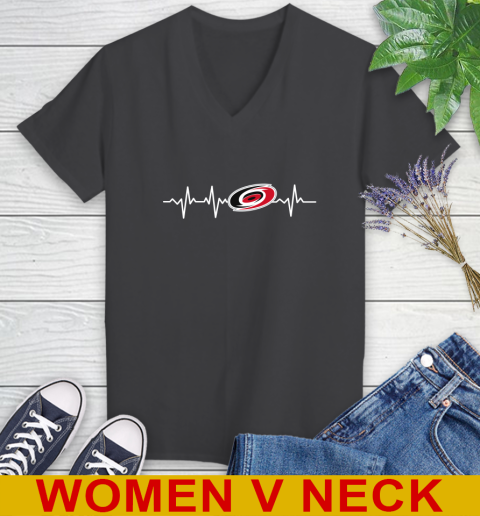 Carolina Hurricanes NHL Hockey Heart Beat Shirt Women's V-Neck T-Shirt 8