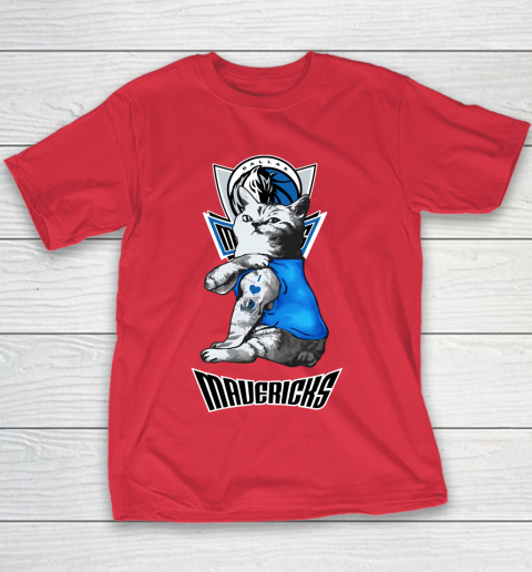 NBA Basketball My Cat Loves Dallas Mavericks Youth T-Shirt 7
