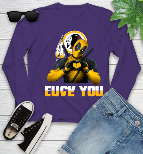 NHL Washington Redskins Deadpool Love You Fuck You Football Sports Youth Long Sleeve 4