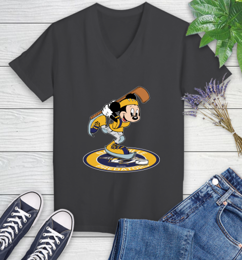 NHL Hockey Nashville Predators Cheerful Mickey Disney Shirt Women's V-Neck T-Shirt 7