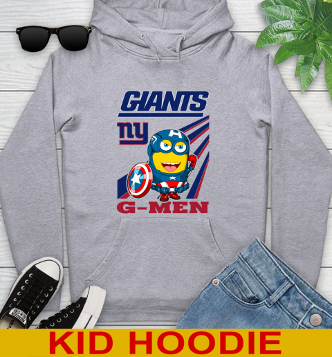 NFL Football New York Giants Captain America Marvel Avengers Minion Shirt Youth Hoodie 6