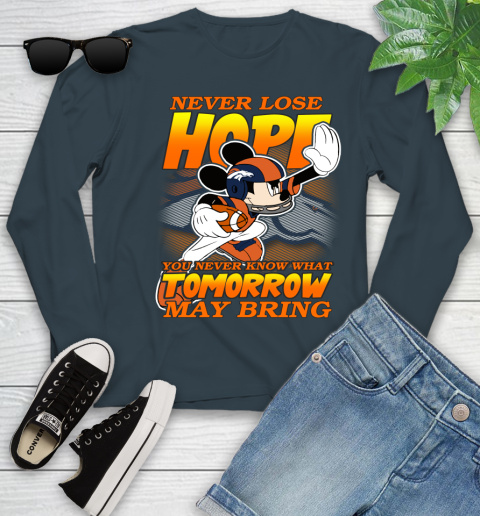 Denver Broncos NFL Football Mickey Disney Never Lose Hope Youth Long Sleeve 9