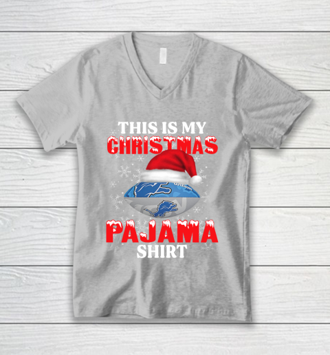 Detroit Lions This Is My Christmas Pajama Shirt NFL V-Neck T-Shirt 3
