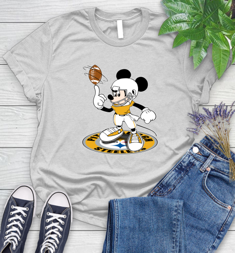 NFL Football Pittsburgh Steelers Cheerful Mickey Disney Shirt Women's T-Shirt 2