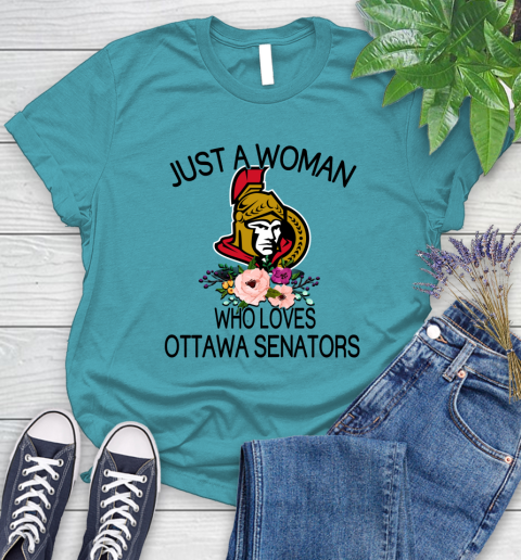 NHL Just A Woman Who Loves Ottawa Senators Hockey Sports Women's T-Shirt 11