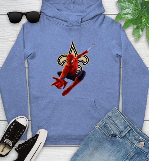 NFL Spider Man Avengers Endgame Football New Orleans Saints Youth Hoodie 12