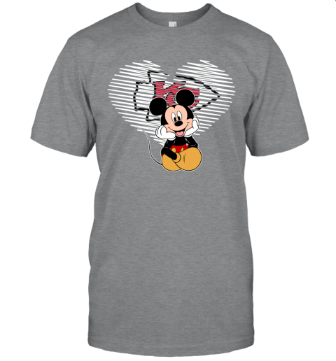 NFL Kansas City Chiefs The Heart Mickey Mouse Disney Football T Shirt qT9ENZLt3LR classic t shirt 2 95 151514 front sport grey